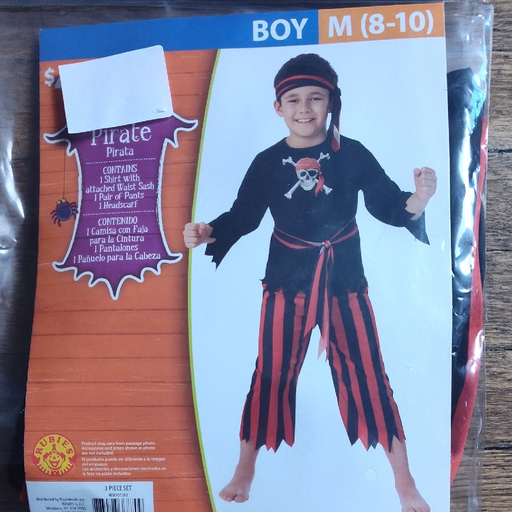 Boy Medium 8-10 Pirate Halloween Costume New
